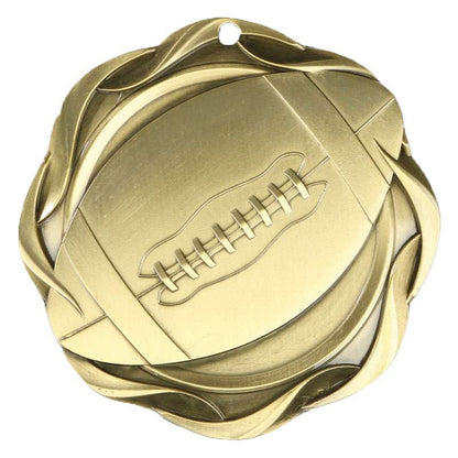 Football Medal, Fusion- Gold, Silver or Bronze | Engraved Football Medal - 3 Inch Wide Decade Awards