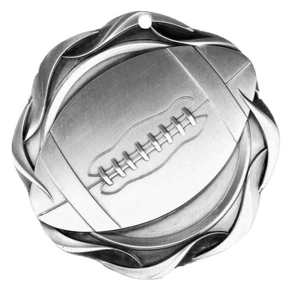 Football Medal, Fusion- Gold, Silver or Bronze | Engraved Football Medal - 3 Inch Wide Decade Awards
