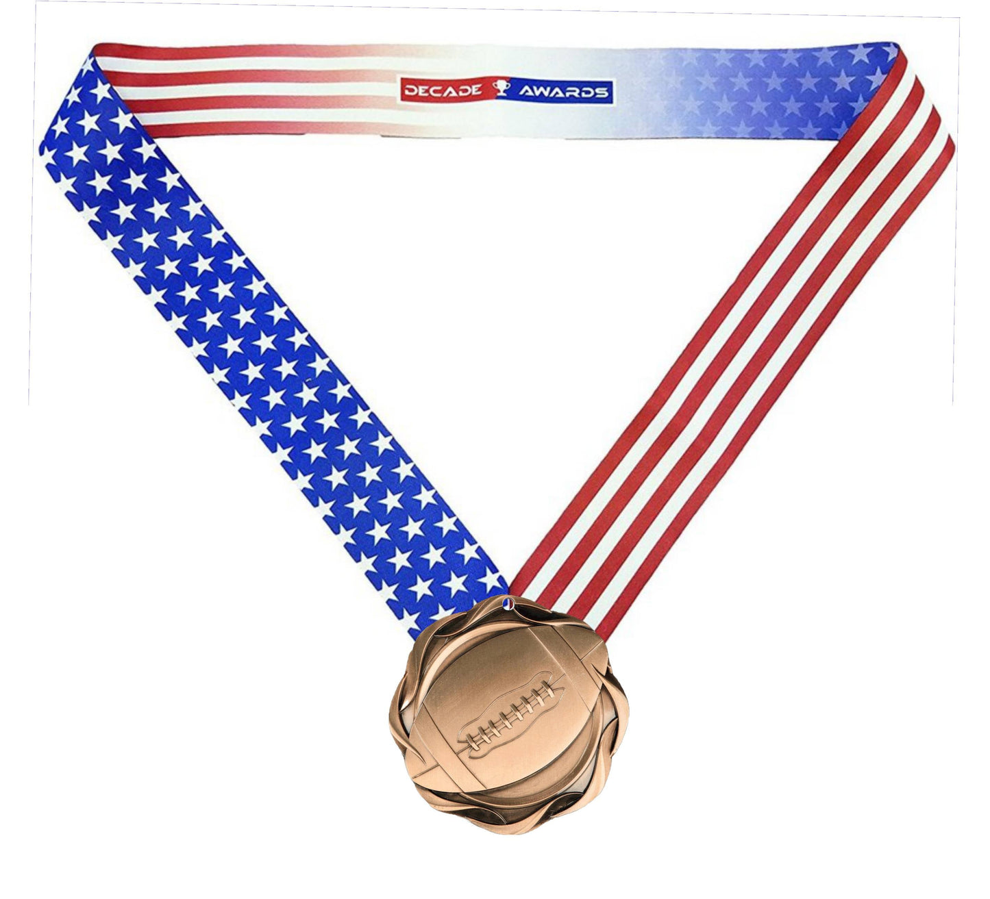 Football Medal, Fusion- Gold, Silver or Bronze | Engraved Football Medal - 3 Inch Wide Decade Awards