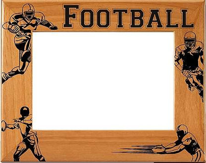 Football Picture Frame 5 - Personalized | Laser Engraved Wood Frame - 3 Sizes Decade Awards