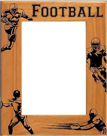 Football Picture Frame 5 - Personalized | Laser Engraved Wood Frame - 3 Sizes Decade Awards