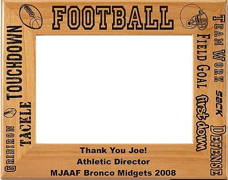 Football Picture Frame - Personalized | Laser Engraved Wood Frame - 3 Sizes Decade Awards