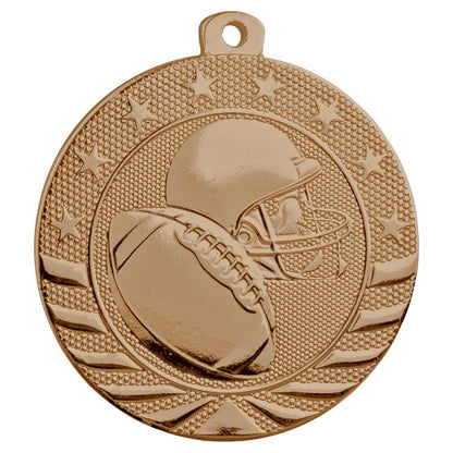 Football StarBrite Medal - Gold, Silver, Bronze | Engraved StarBrite Football Medallion - 2 Inch Wide Decade Awards