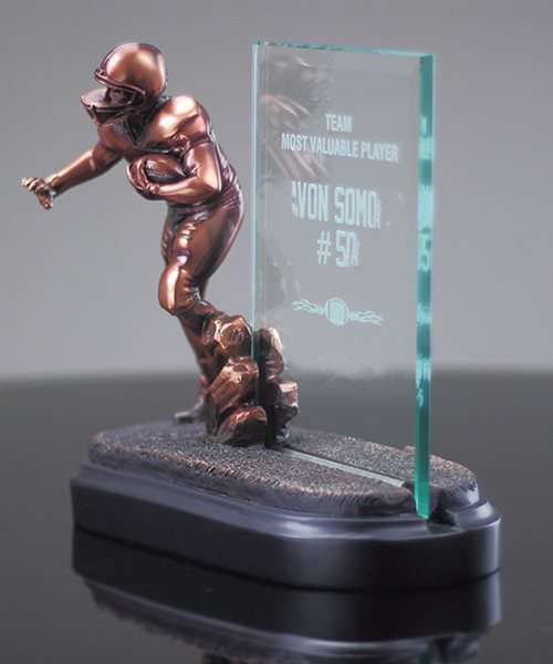 Football Story Glass Award | Engraved Gridiron Sport Hero Award - 8 Inch Tall Decade Awards