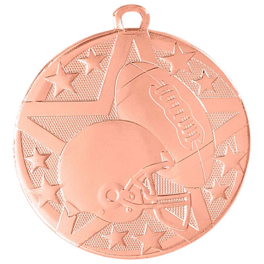 Football Superstar Medal - Gold, Silver, or Bronze | Engraved Superstar Football Medallion - 2 Inch Wide Decade Awards