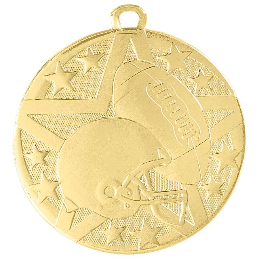 Football Superstar Medal - Gold, Silver, or Bronze | Engraved Superstar Football Medallion - 2 Inch Wide Decade Awards
