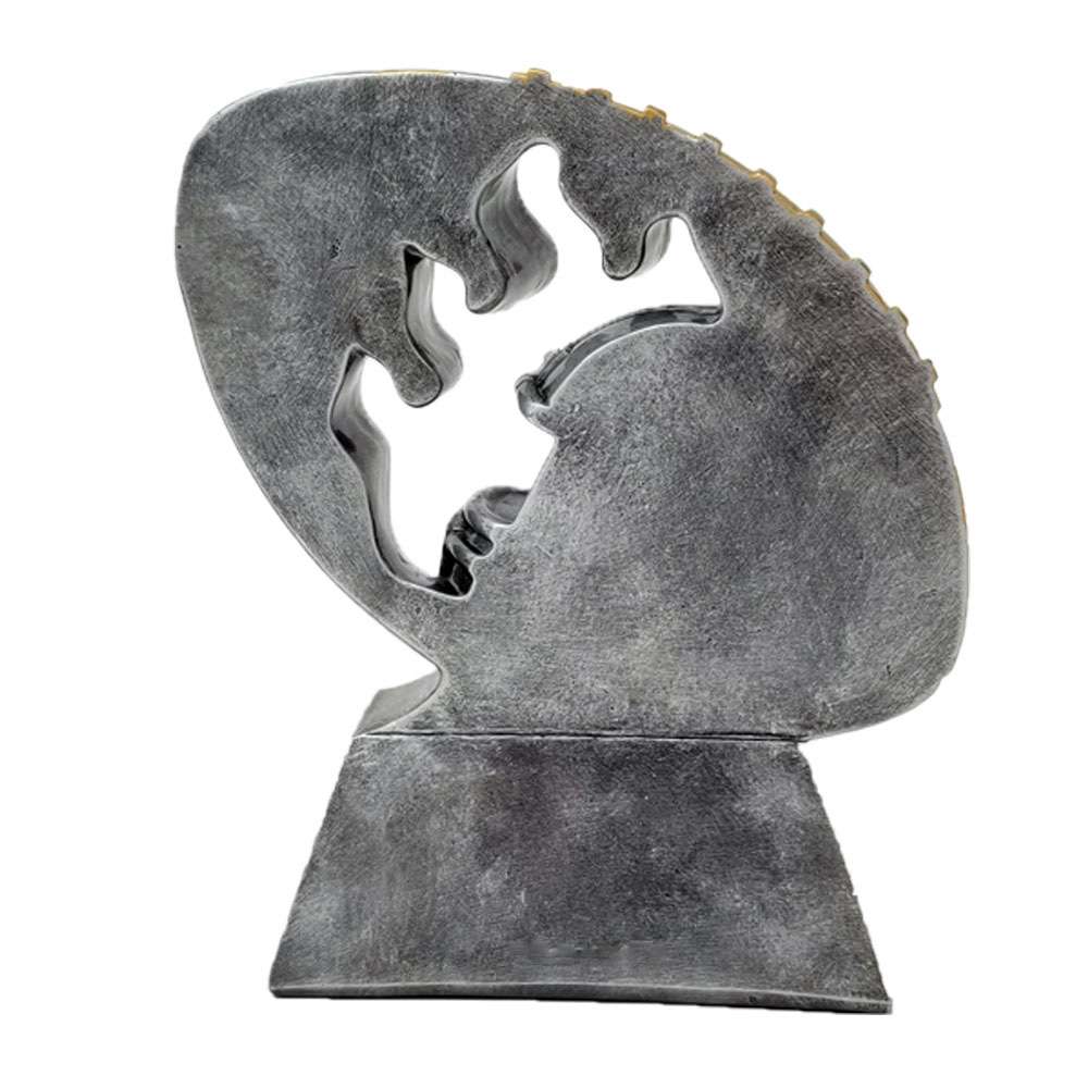Football and Helmet Flame Cut Out Trophy | Engraved Silver Fantasy Football Award - 6" Decade Awards