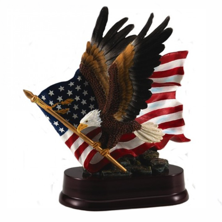 Eagle Trophy | Personalized Eagle and Flag Award | 10.5 Inches Tall