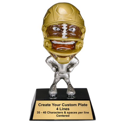 Personalized Football Trophy | Game Face Football Award | 6.25 Inch