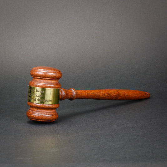 Engraved Walnut Gavel – 10 Inch Long with Custom Band - Decade Awards