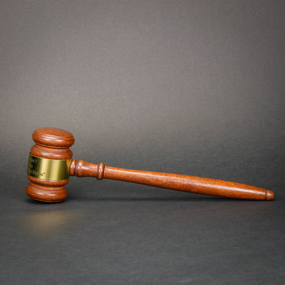 Engraved Walnut Gavel – 10 Inch Long with Custom Band - Decade Awards