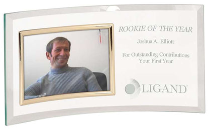 Glass Crescent Photo Plaque | Engraved Glass Picture Frames Decade Awards