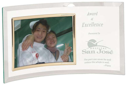 Glass Crescent Photo Plaque | Engraved Glass Picture Frames Decade Awards
