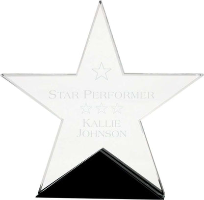 Glass Star Trophy | Engraved Corporate Star Award - 5.5", 6.5" or 7.5" Decade Awards