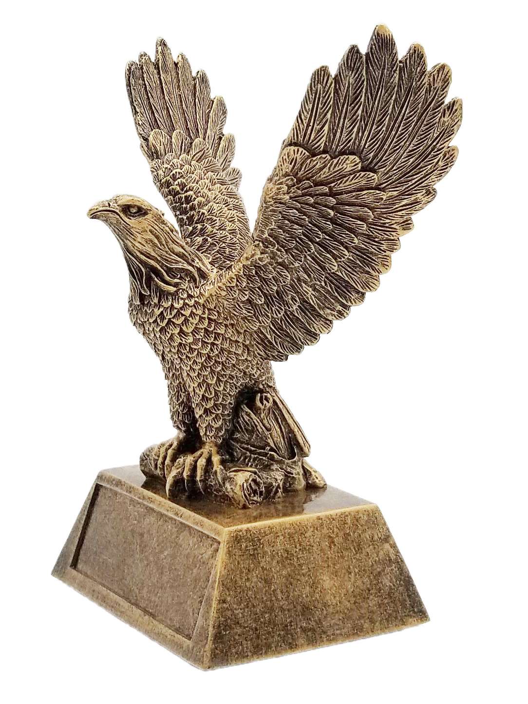 Gold Eagle Mascot Trophy | Engraved Antiqued Golden Eagle Award - 6.5 Inch Tall Decade Awards