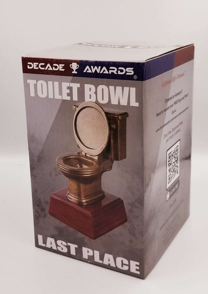 Gold Toilet Bowl Trophy, Last Place | Engraved Golden Throne Last Place LOSER Award - 6 Inch Tall Decade Awards