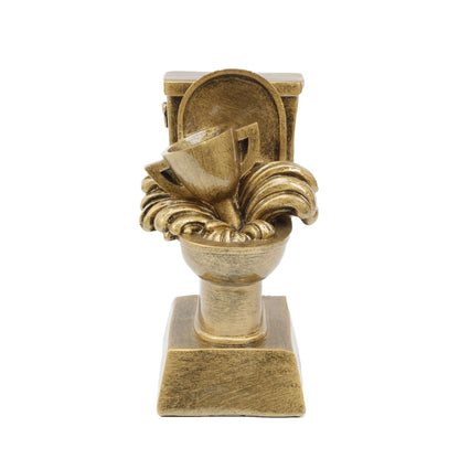 Gold Toilet Bowl Trophy | Engraved Last Place Flushed Away Award - 6 Inch Tall Decade Awards