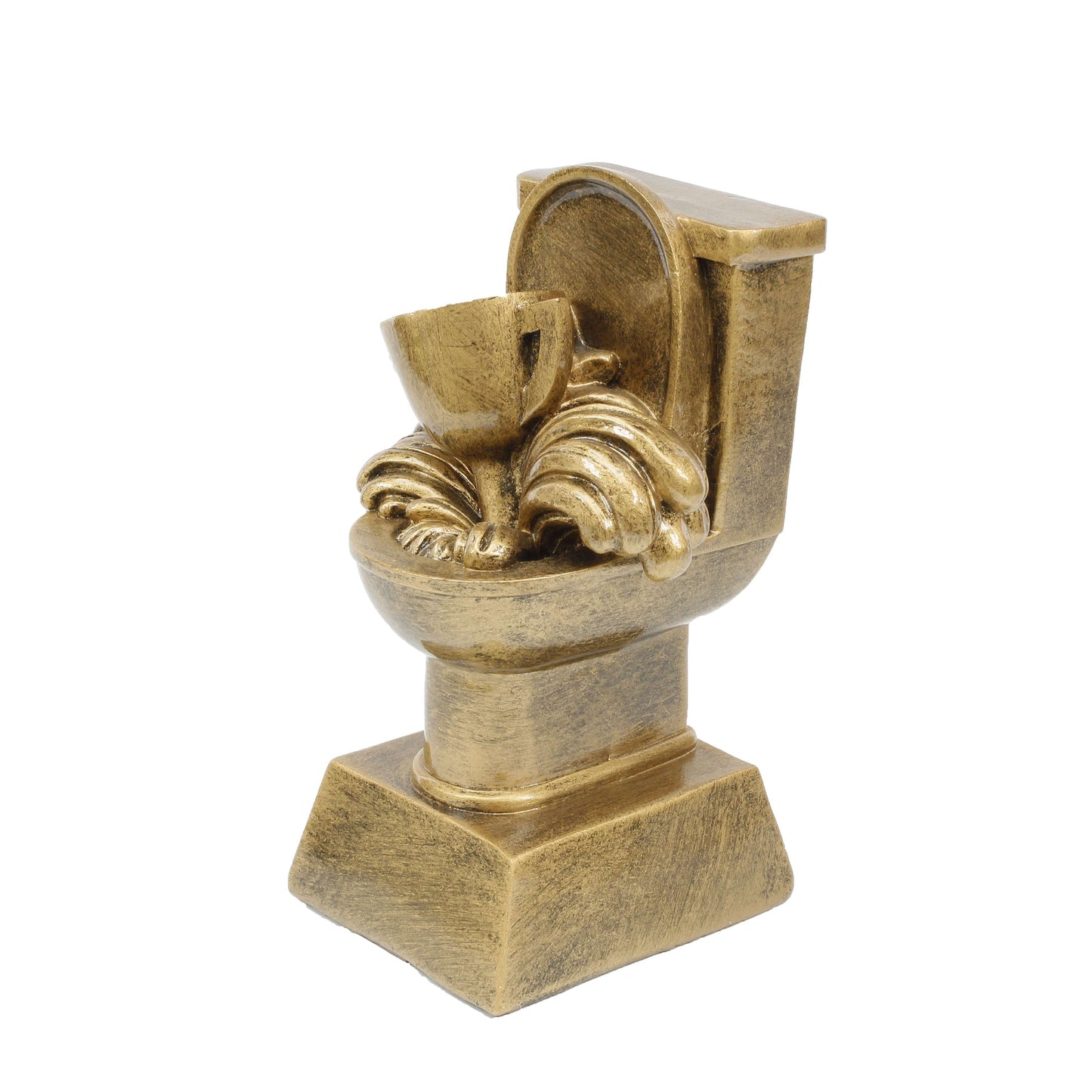 Gold Toilet Bowl Trophy | Engraved Last Place Flushed Away Award - 6 Inch Tall Decade Awards