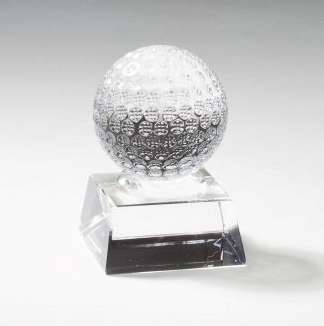 Golf Ball Crystal Trophy  - 3.5 Inch Tall | Engraved Crystal Golf Ball Award Decade Awards