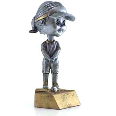 Golf Bobblehead Trophy - Female / Male | Engraved Golf Award - 6 Inch Tall Decade Awards