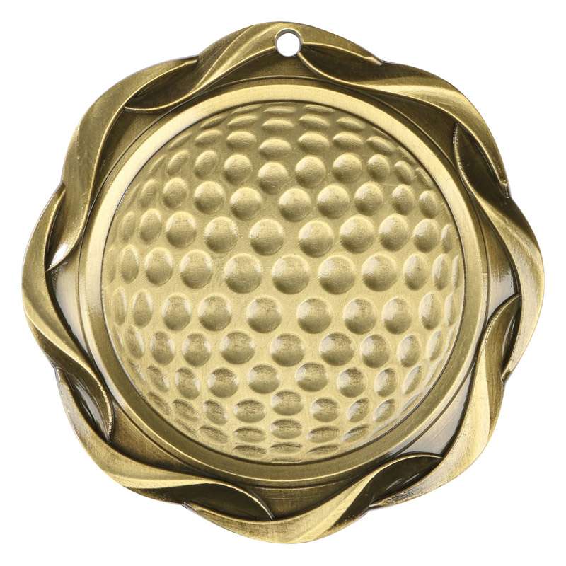 Golf Fusion Medal- Gold, Silver or Bronze | Engraved Golf Medallion - 3 Inch Wide Decade Awards