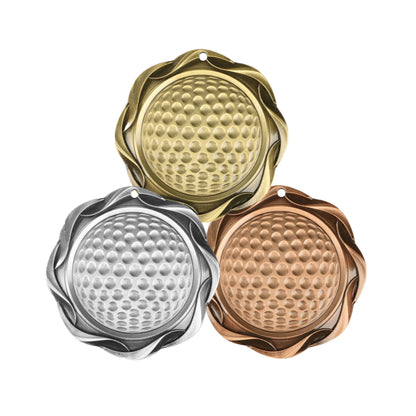 Golf Fusion Medal- Gold, Silver or Bronze | Engraved Golf Medallion - 3 Inch Wide Decade Awards