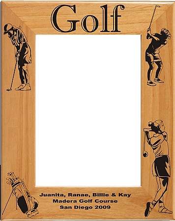 Golf Picture Frame - Female / Personalized | Laser Engraved Wood Frame - 3 Sizes Decade Awards