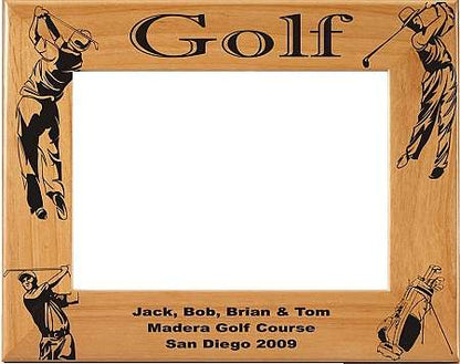 Golf Picture Frame - Male / Personalized | Laser Engraved Wood Frame - 3 Sizes Decade Awards
