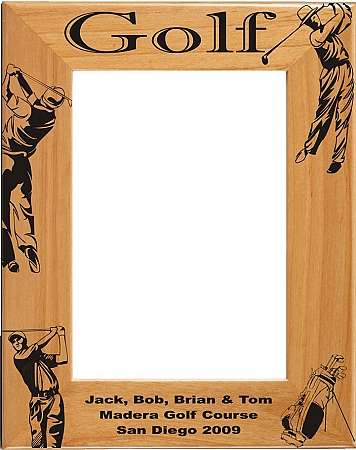 Golf Picture Frame - Male / Personalized | Laser Engraved Wood Frame - 3 Sizes Decade Awards