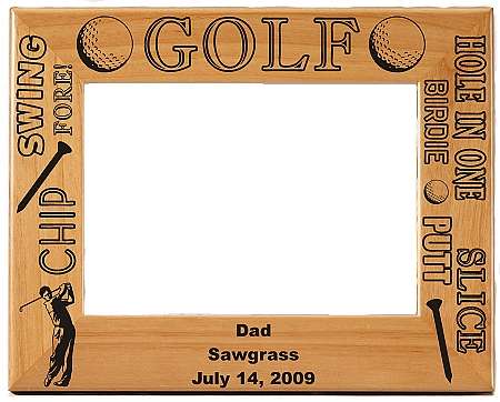 Golf Picture Frame - Personalized | Laser Engraved Wood Frame - 3 Sizes Decade Awards