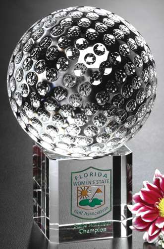 Golf Stratus Crystal Corporate Award | Engraved Crystal Golf Tournament Award - 4", 5" or 6" Tall Decade Awards