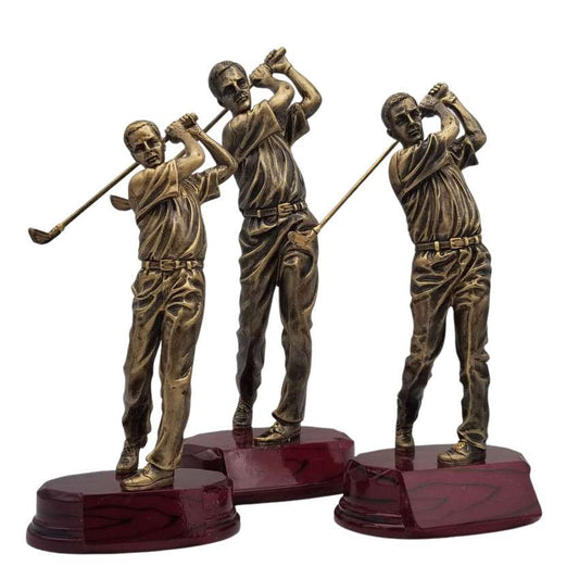 Golf Swing Trophy | Engraved Male Golfer Award - 9.75", 10.75" or 12.5" Tall Decade Awards