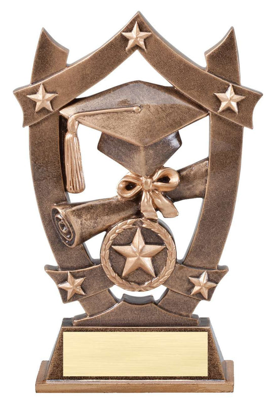 Graduate 3D Gold Sport Stars Trophy | Engraved Commencement Award - 6.25 Inch Tall Decade Awards