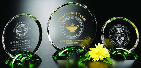 Greenbriar Circle Crystal Corporate Award | Engraved Crystal Circle Award - 6", 7" or 8" diameter Decade Awards