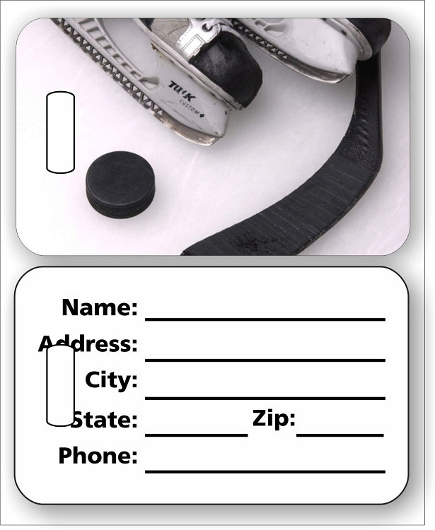 Hockey Luggage Tag in 2 Sizes – Personalized Sports Bag ID Tag for Players, Teams, and Travel – Durable Custom Design by Decade Awards