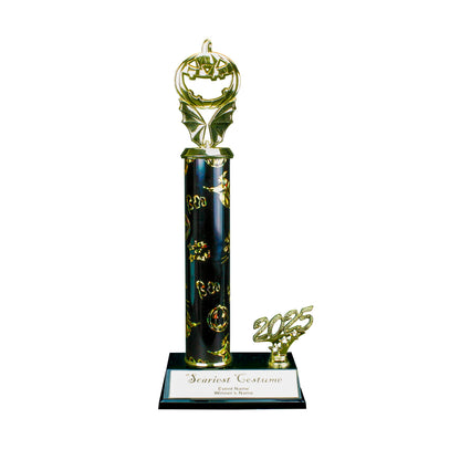 2025 Jack O Lantern Bat Halloween Trophy with spooky detail and free engraving from Decade Awards