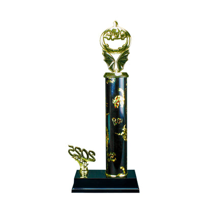 2025 Jack O Lantern Bat Halloween Trophy with spooky detail and free engraving from Decade Awards