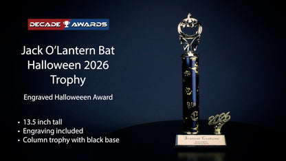 Halloween Trophy | Personalized 2026 Jack O Lantern Bat Halloween Award | 13.5 Inches Tall