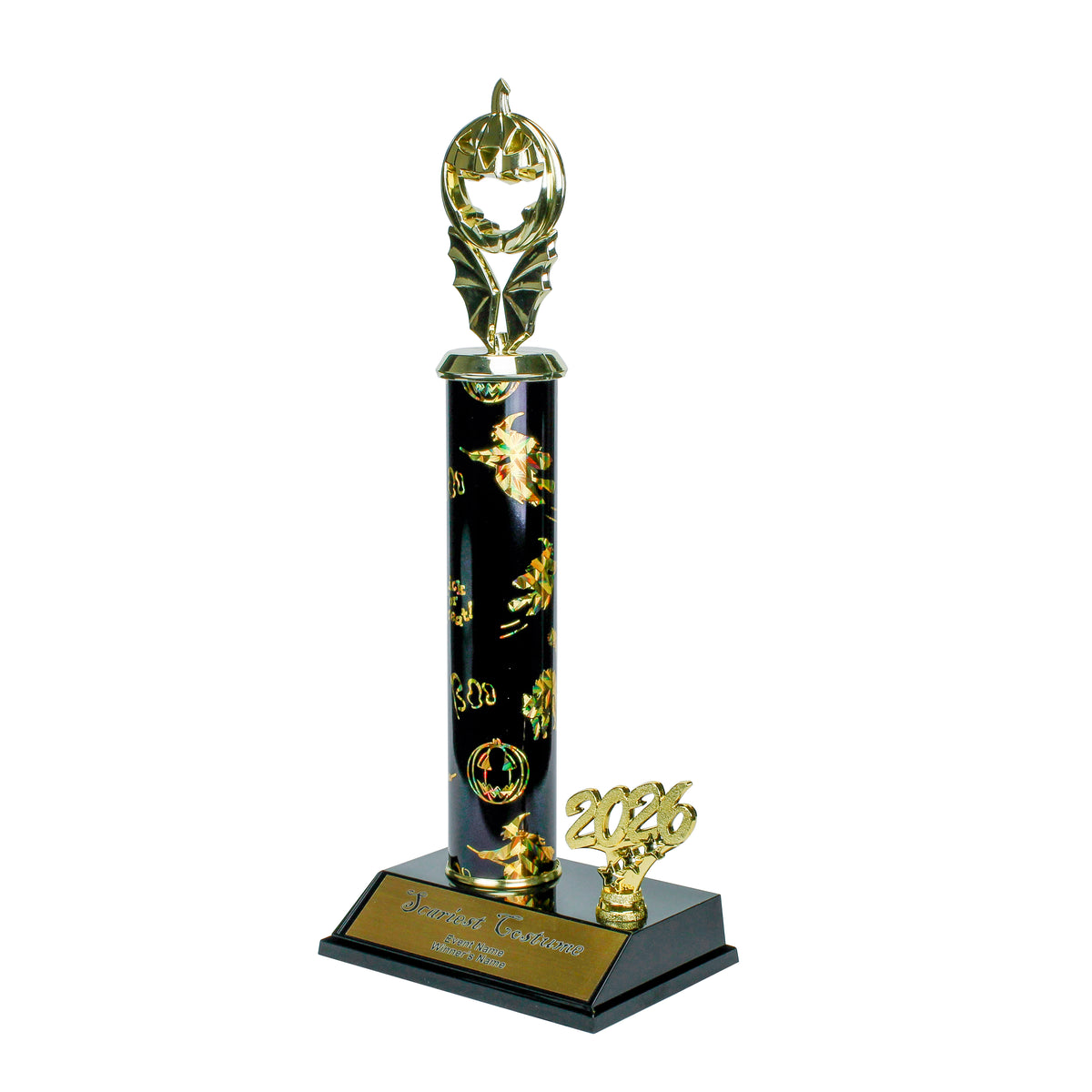 Halloween Trophy | Personalized 2026 Jack O Lantern Bat Halloween Award | 13.5 Inches Tall
