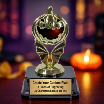 Gold Jack O Lantern Halloween Trophy with free engraving by Decade Awards