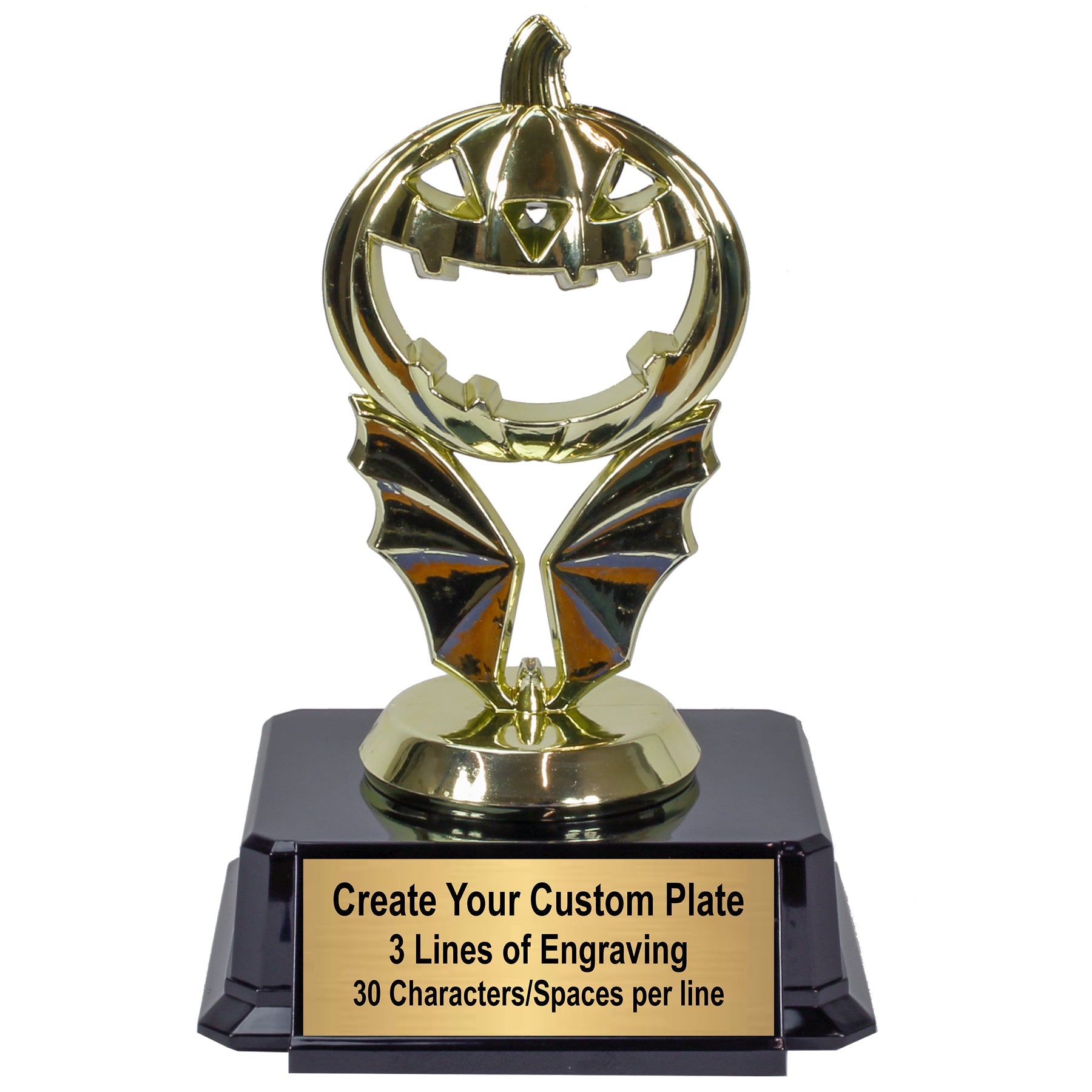 Gold Jack O Lantern Halloween Trophy with free engraving by Decade Awards