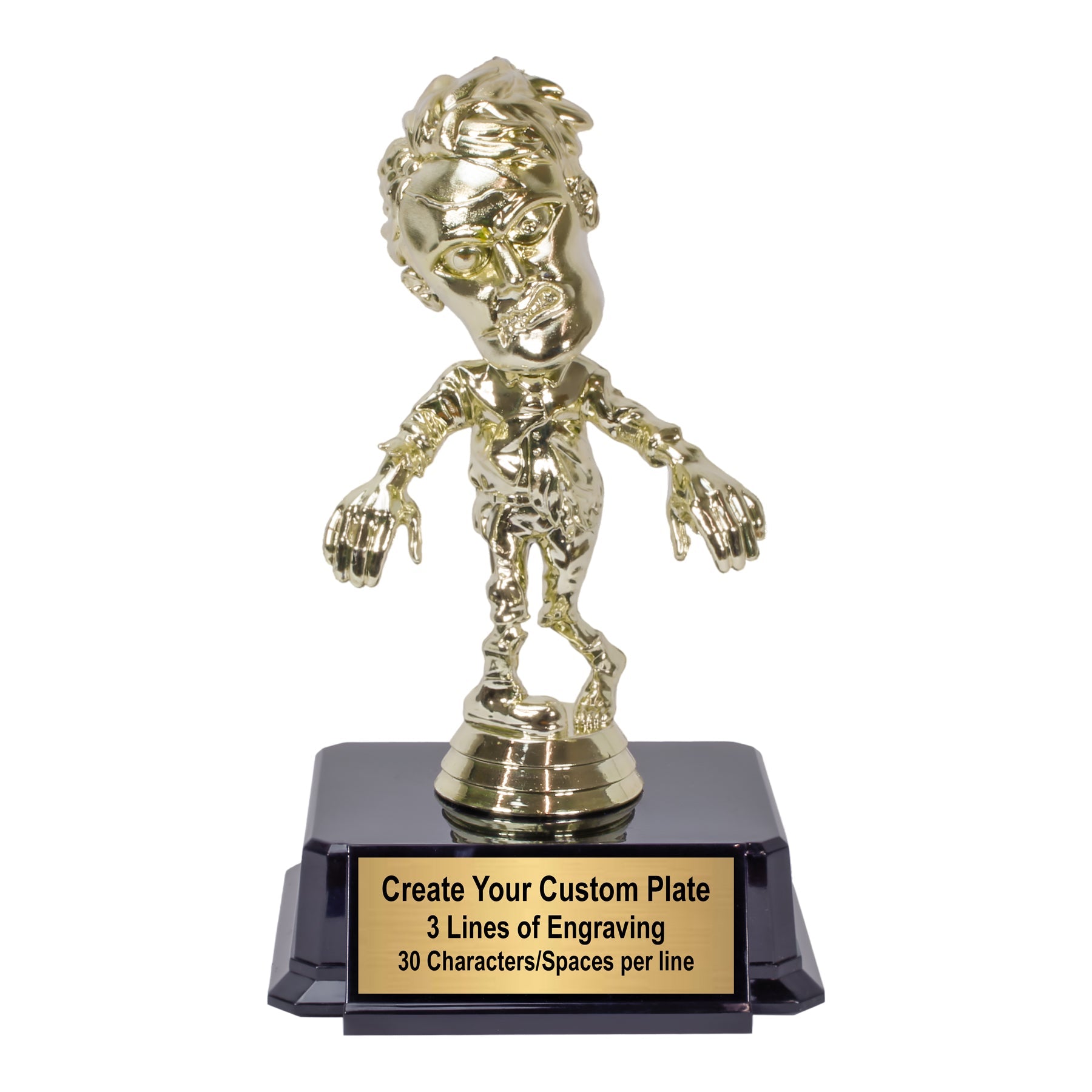 Gold Zombie Halloween Trophy with free engraving by Decade Awards