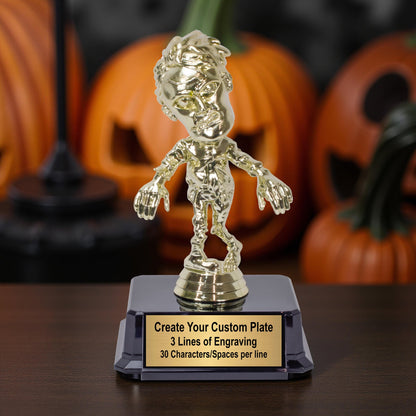 Gold Zombie Halloween Trophy with free engraving by Decade Awards