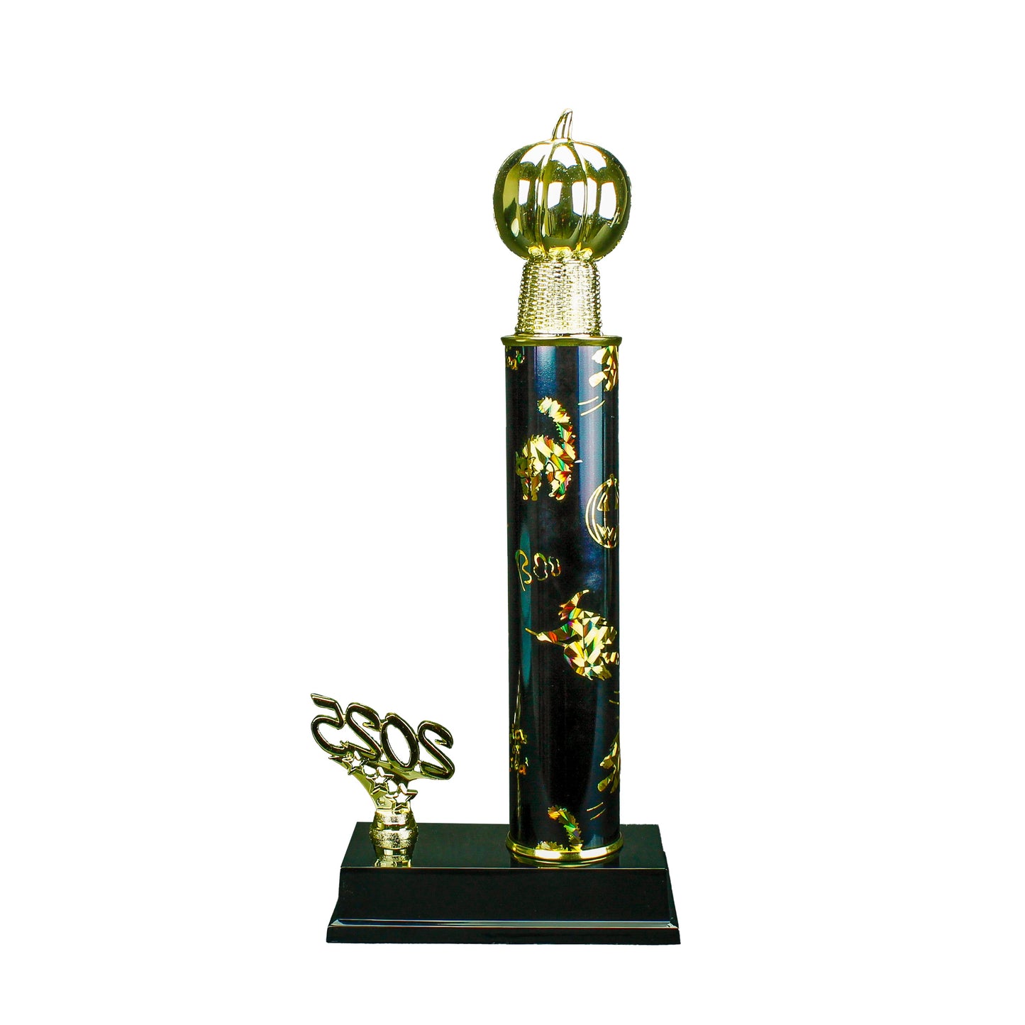 Engraved Pumpkinhead Halloween trophy with jack o lantern design and free custom engraving - 2025 edition by Decade Awards.