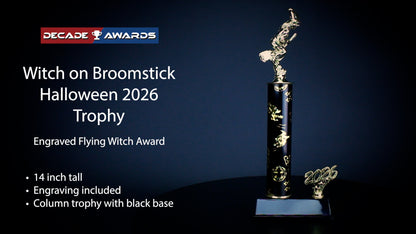 Halloween Trophy | Personalized 2026 Witch on Broomstick Halloween Award | 14 Inches Tall