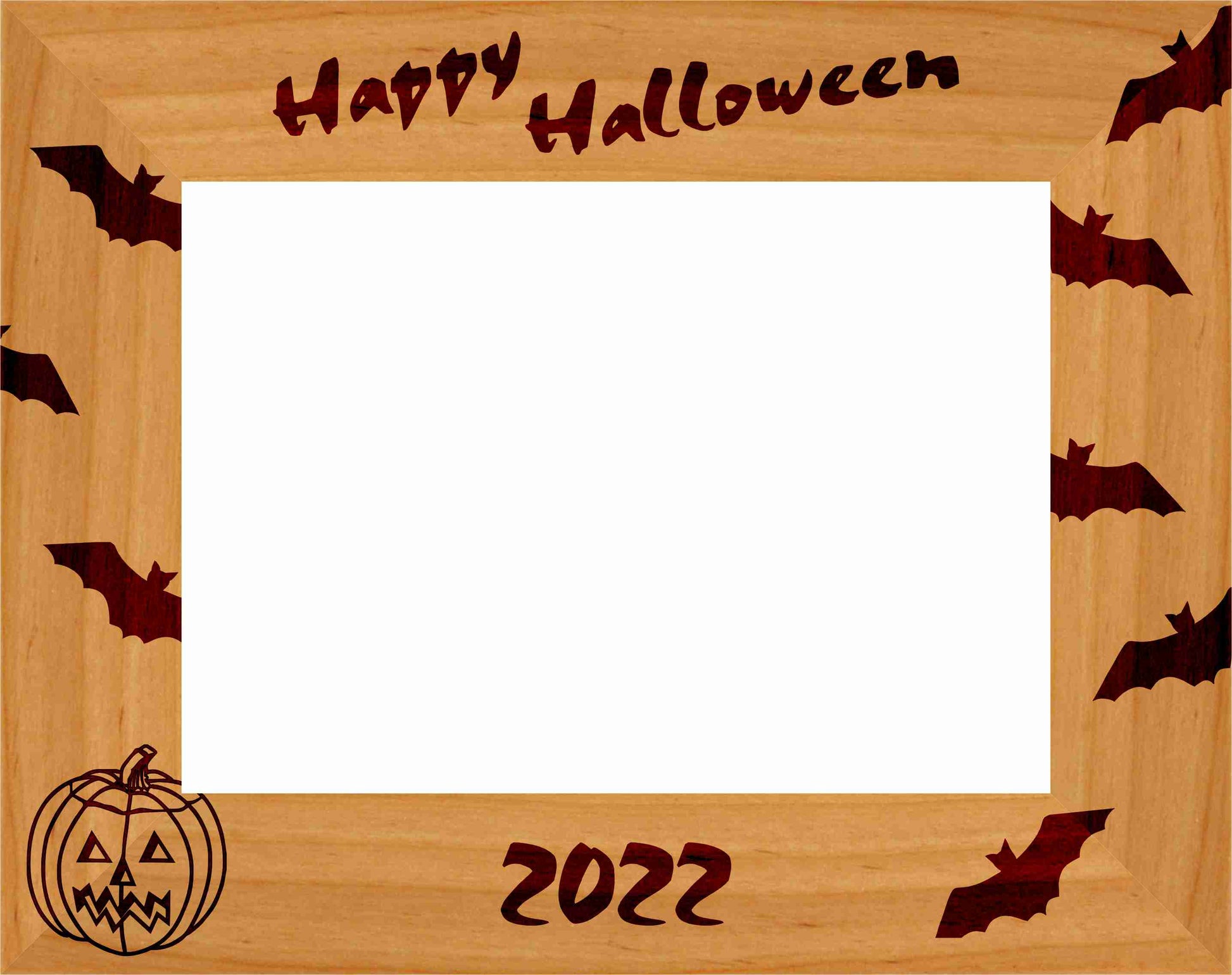 Halloween "Bats" Picture Frame | All Hallow's Eve Laser Engraved Wood Picture Frame - 3 Sizes Decade Awards
