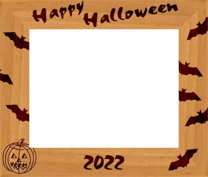 Halloween "Bats" Picture Frame | All Hallow's Eve Laser Engraved Wood Picture Frame - 3 Sizes Decade Awards