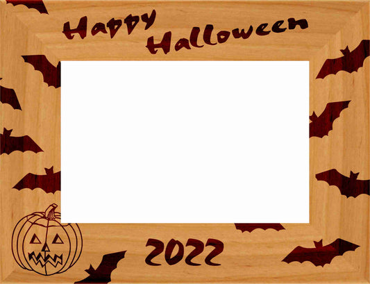 Halloween "Bats" Picture Frame | All Hallow's Eve Laser Engraved Wood Picture Frame - 3 Sizes Decade Awards