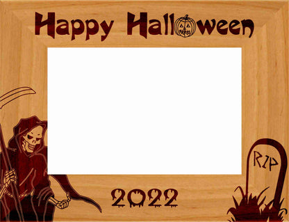 Halloween "Grim Reaper" Picture Frame - Personalized | Laser Engraved Wood Frame - 3 Sizes Decade Awards