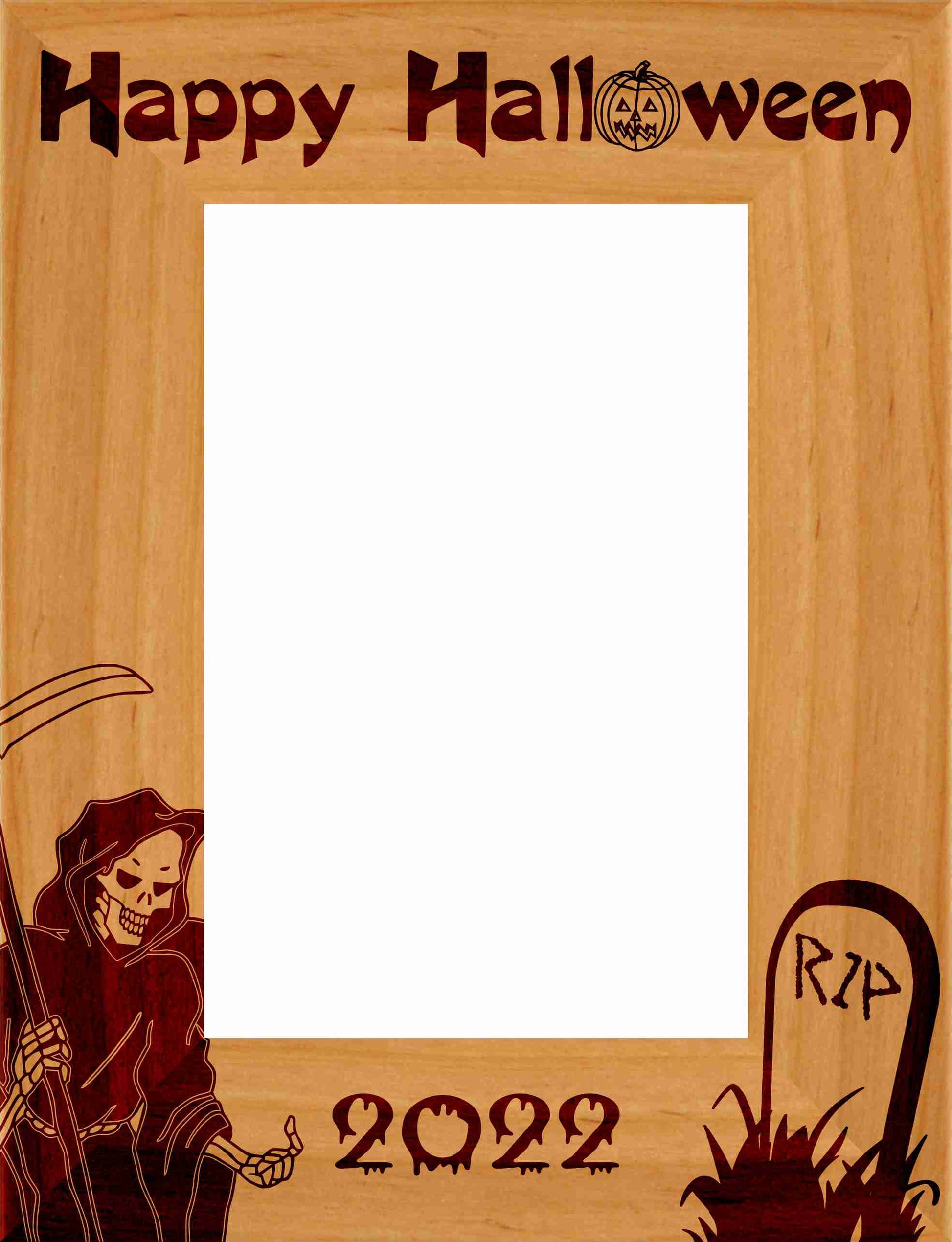 Halloween "Grim Reaper" Picture Frame - Personalized | Laser Engraved Wood Frame - 3 Sizes Decade Awards